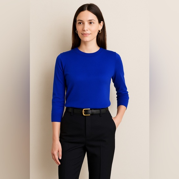 J. Crew Tops - J.Crew 100% Merino Wool Crewneck Sweater Royal Blue Women’s Size M